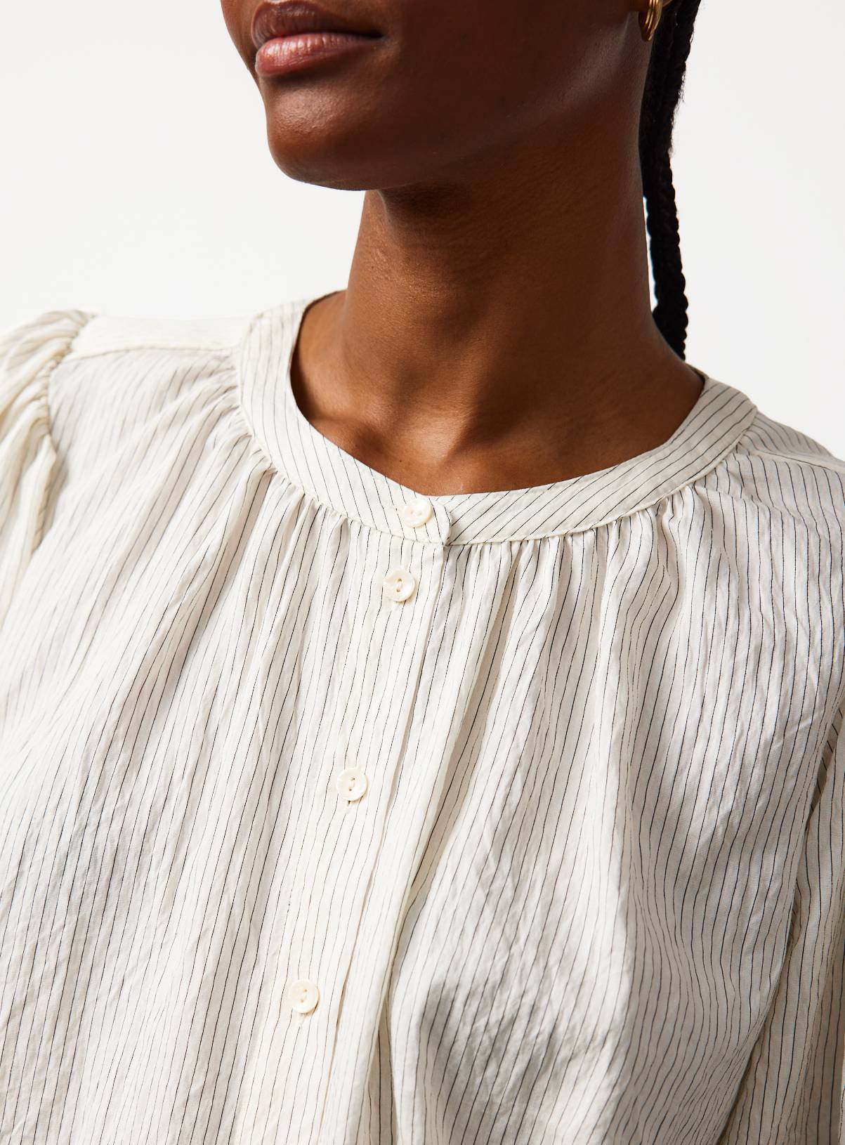 Cream 3/4 Stripe Button Through Blouse 10 - Image 3