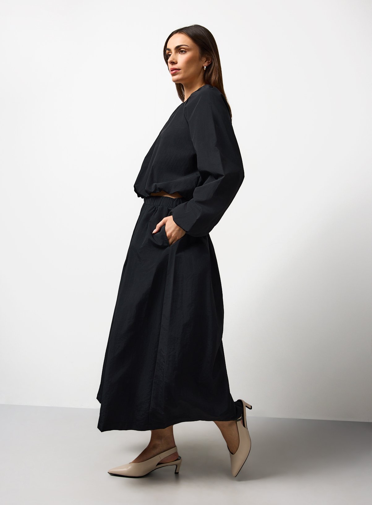 Black Co-ord Bubble Hem Blouse 22 - Image 2 thumbnail