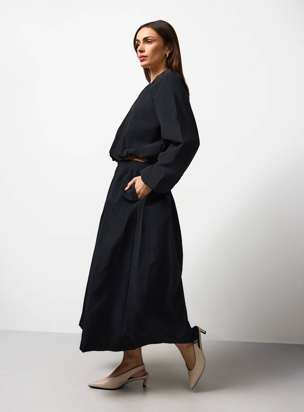 Black Co-ord Bubble Hem Blouse 22 - Image 2