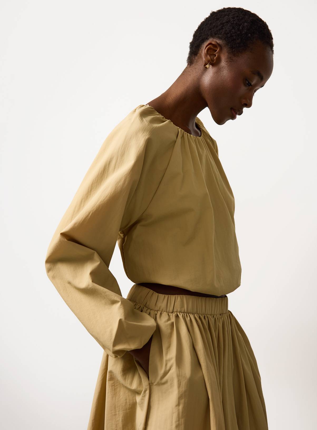 Neutral Co-ord Bubble Hem Blouse 16 - Image 1