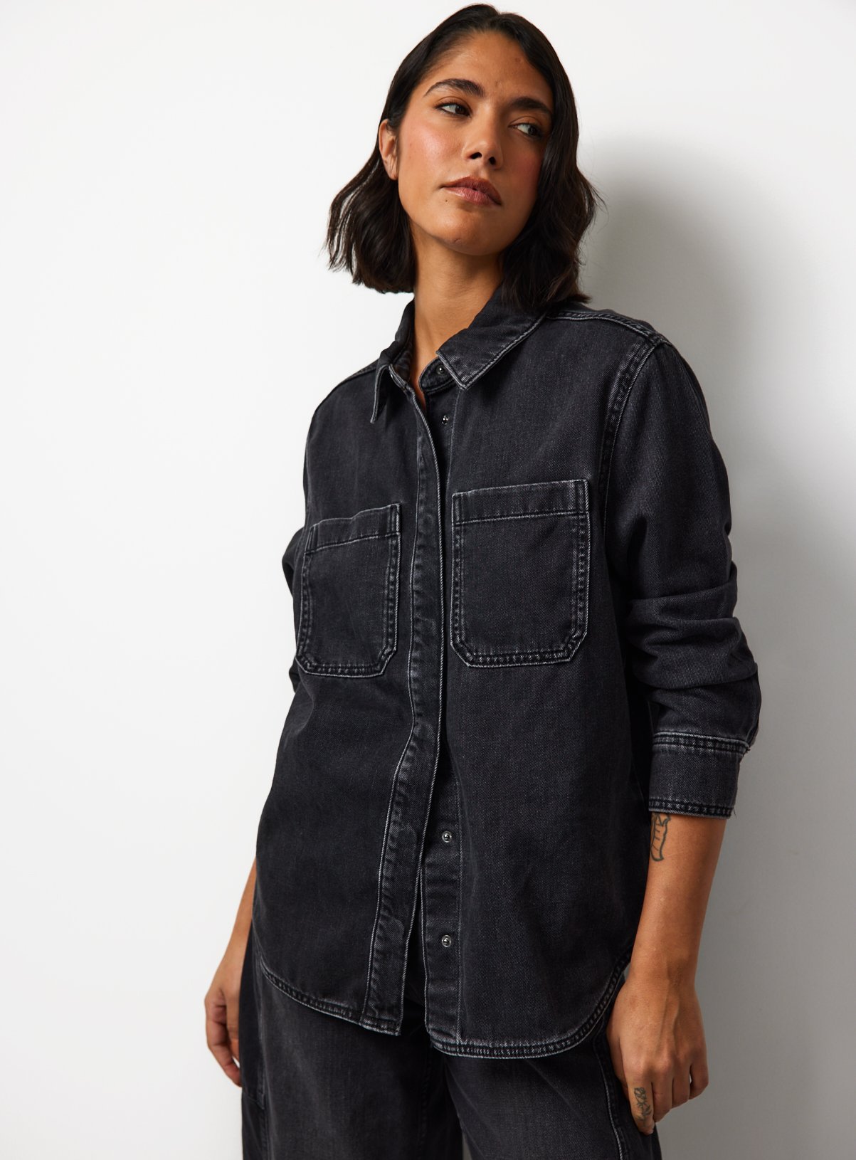 Washed Black Denim Co-ord Shirt 20 - Image 3 thumbnail