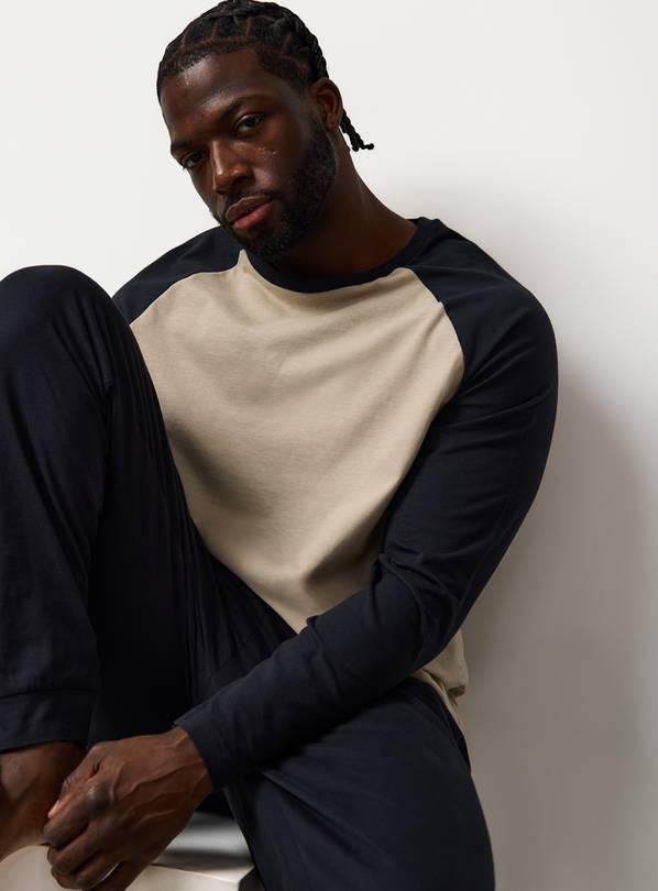 Black & Tan Raglan Jersey Pyjamas L