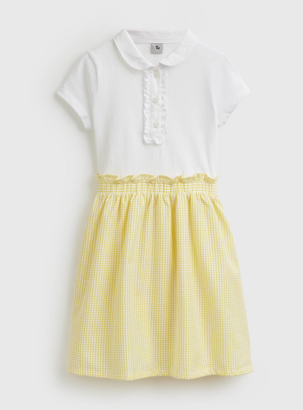 Yellow Gingham Cotton Blend Twofer Dress 6 years - Image 1