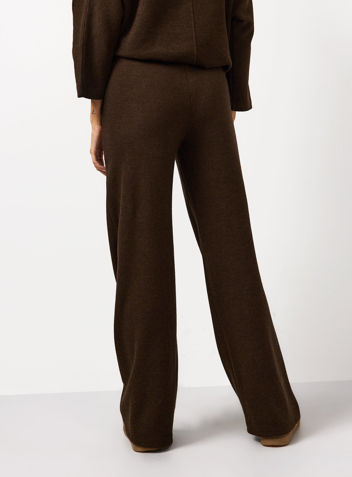 Brown Soft Touch Wide Leg Co-ord Trousers L - Image 4 thumbnail