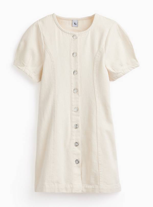 Cream Short Sleeve Denim Dress 7 years
