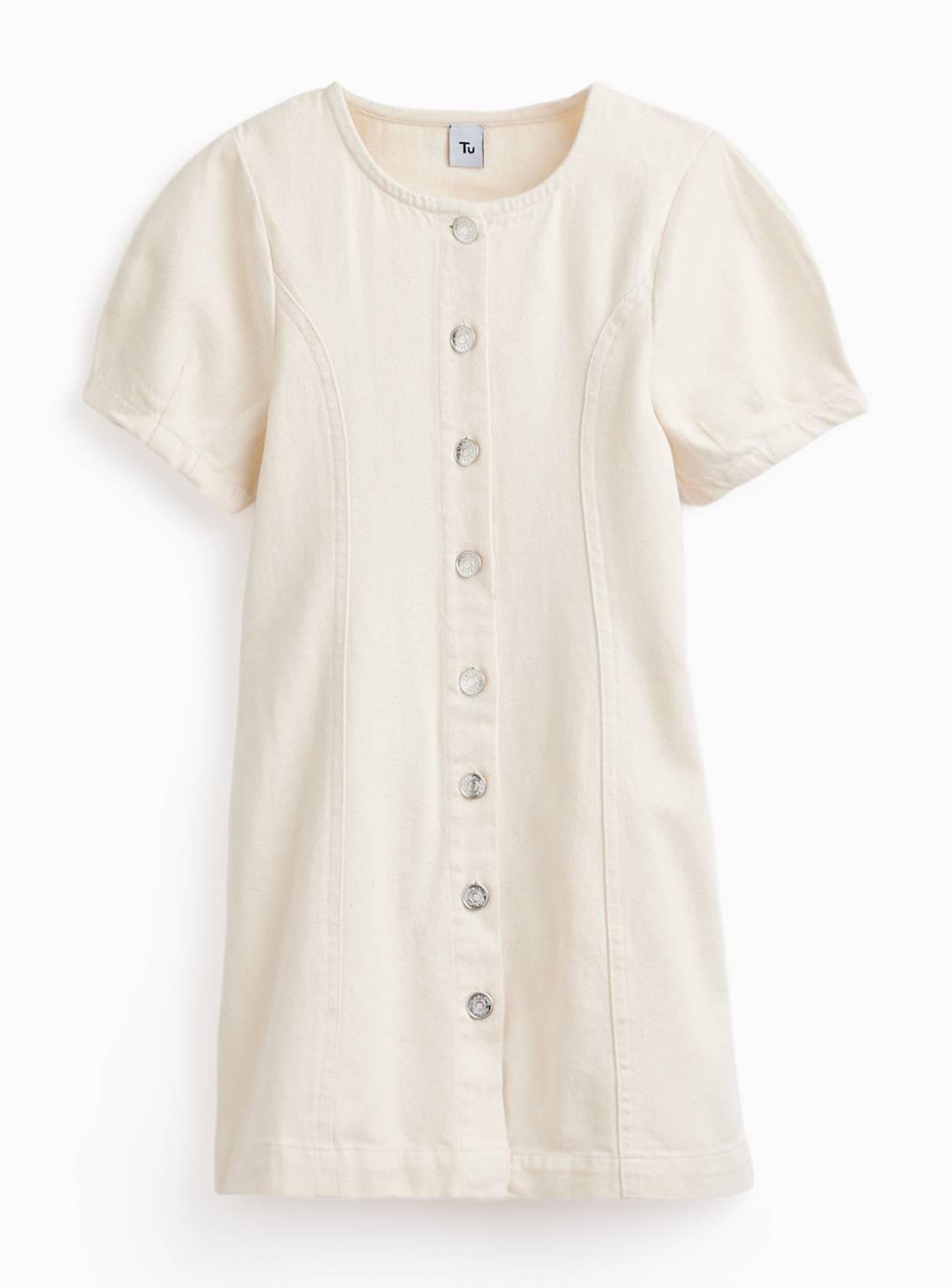 Cream Short Sleeve Denim Dress 12 years - Image 1