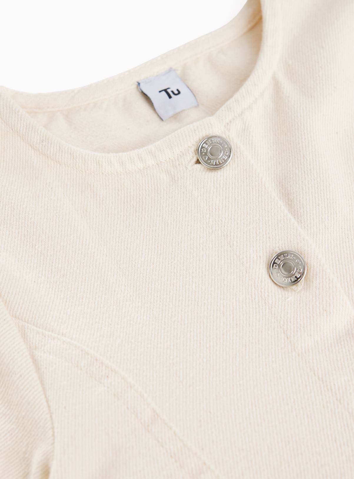 Cream Short Sleeve Denim Dress 12 years - Image 2