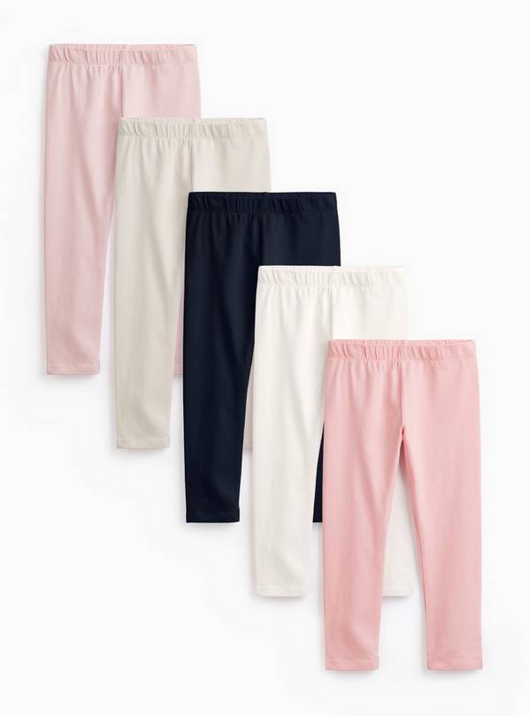 Pink & Neutral Leggings 5 Pack 13 years