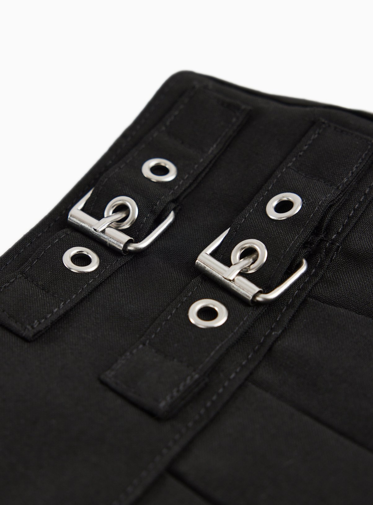 Black Polyester Buckle Detail Pleated School Skirt 11 years - Image 2 thumbnail