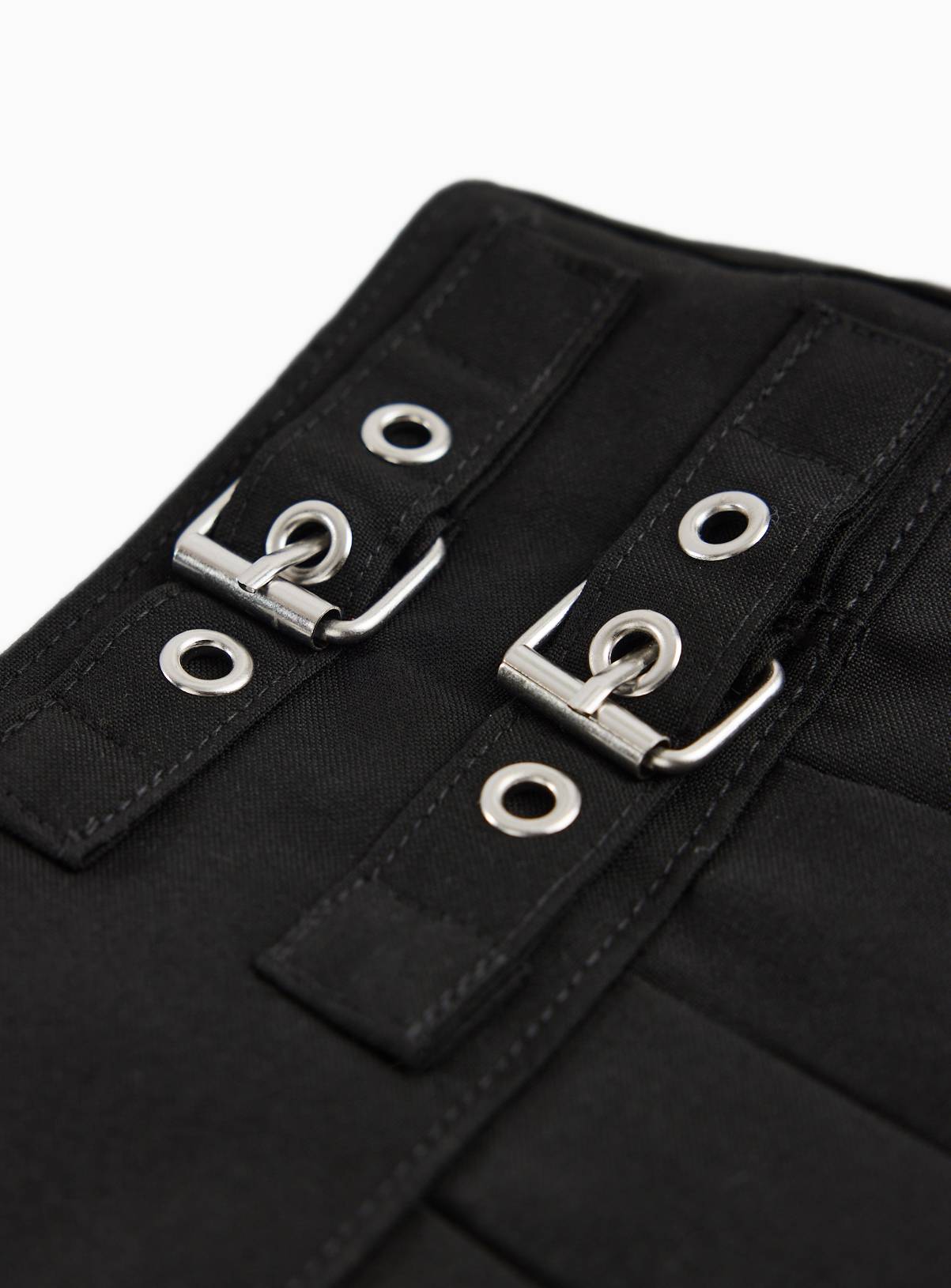 Black Polyester Buckle Detail Pleated School Skirt 11 years - Image 2