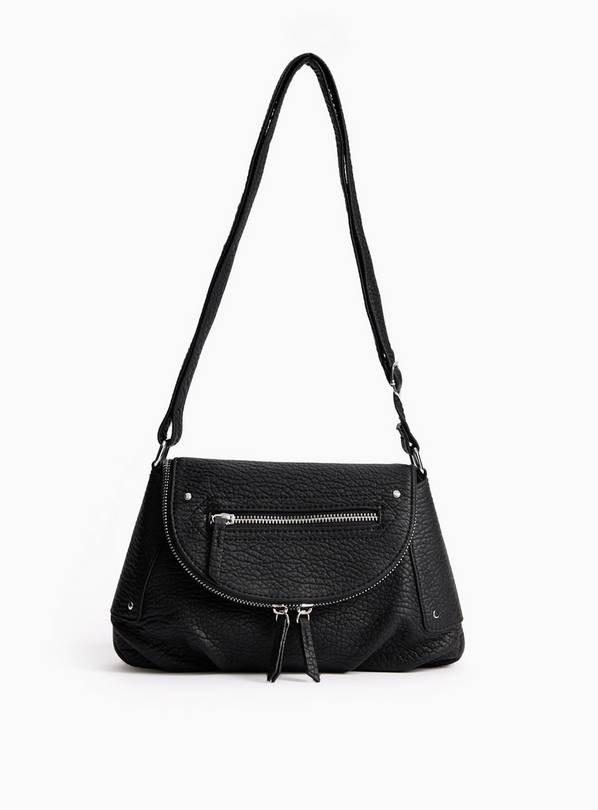 Black Washed PU Crossbody Bag One Size
