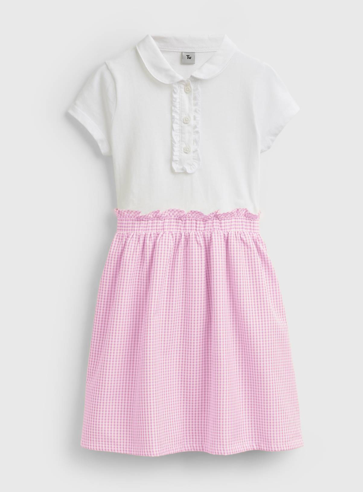 Pink Gingham Cotton Blend Twofer Dress 9 years - Image 1
