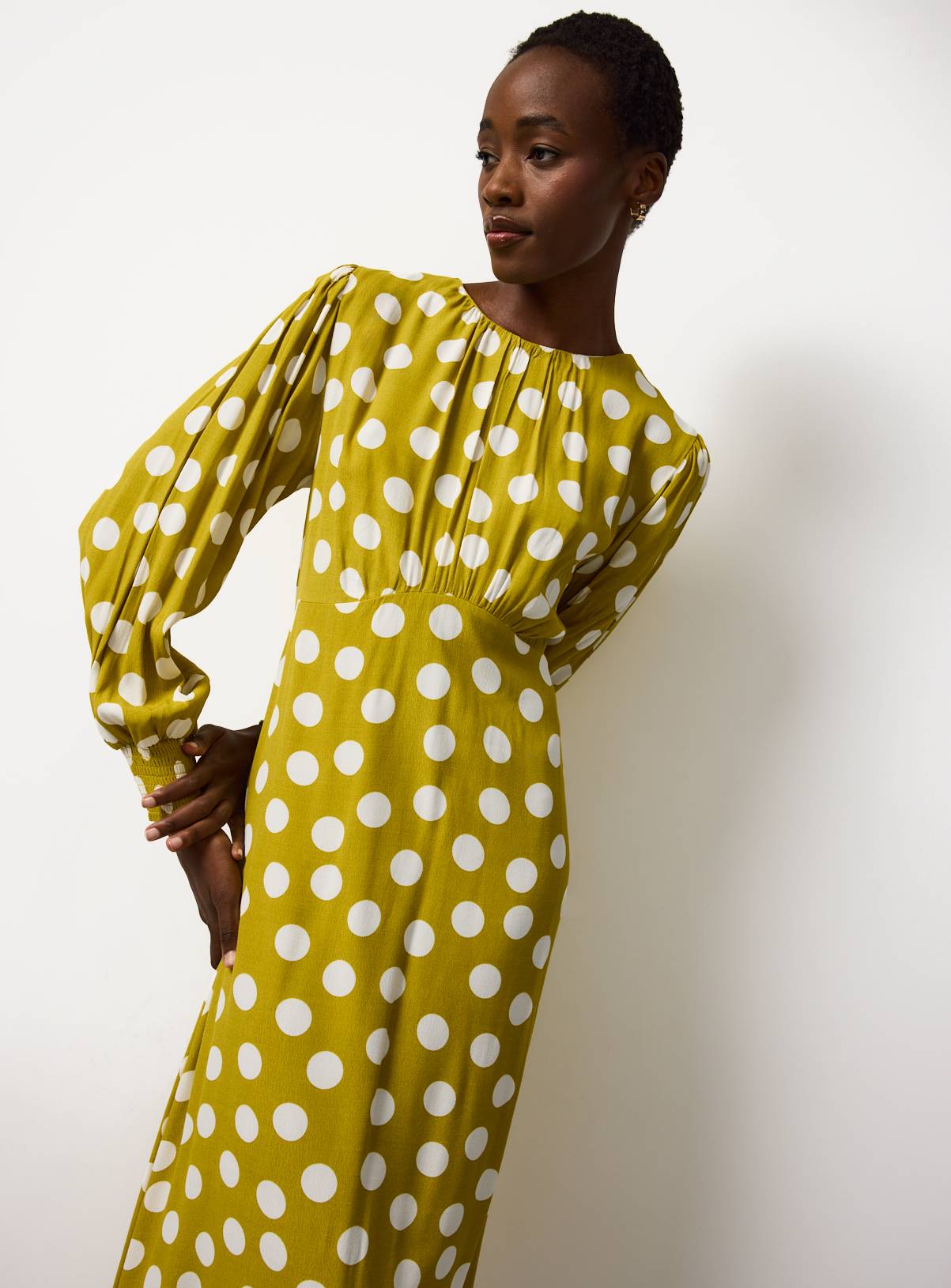 The Yellow Spot Print Waisted Midaxi Dress 6 - Image 2