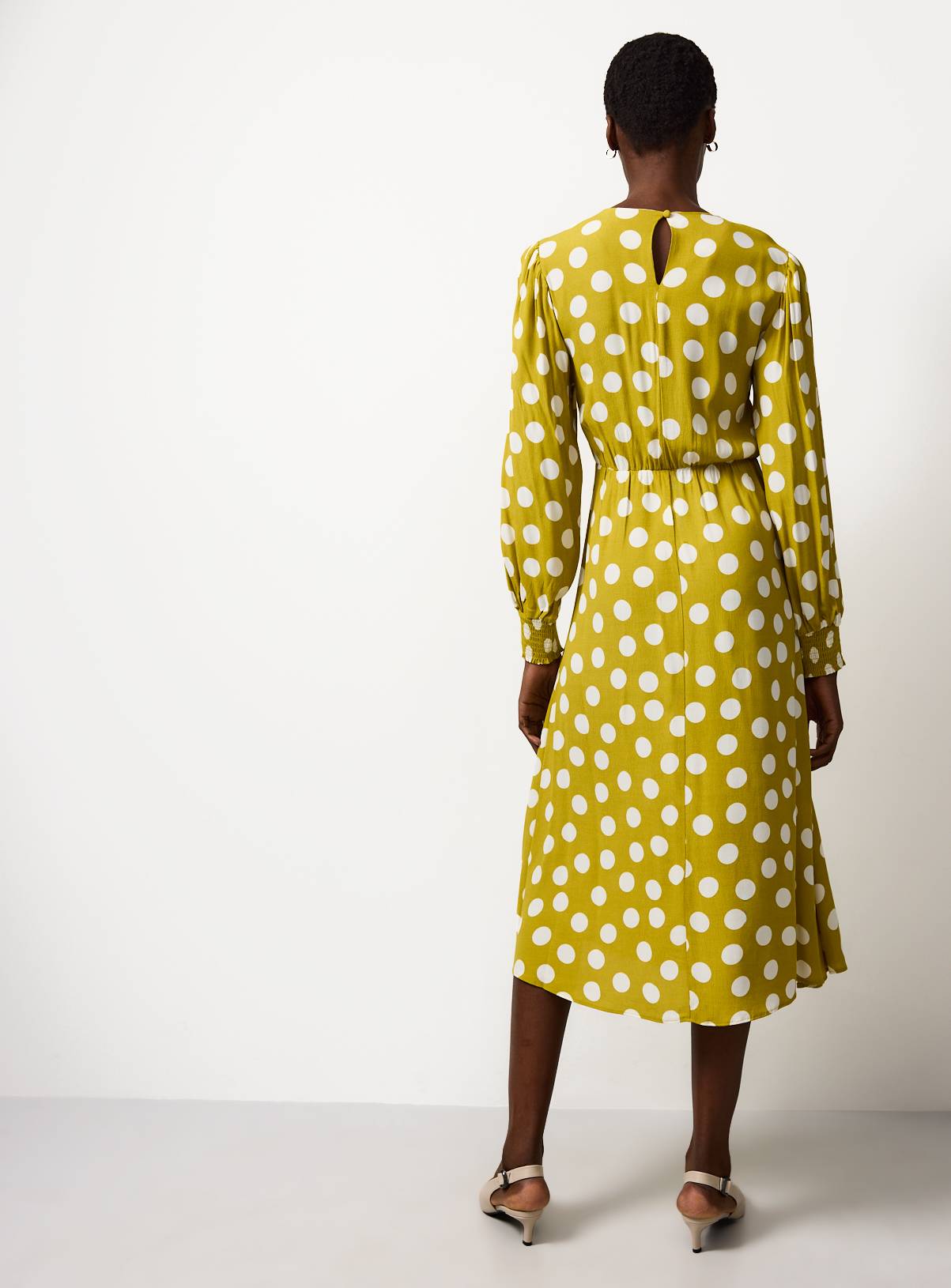 The Yellow Spot Print Waisted Midaxi Dress 6 - Image 4