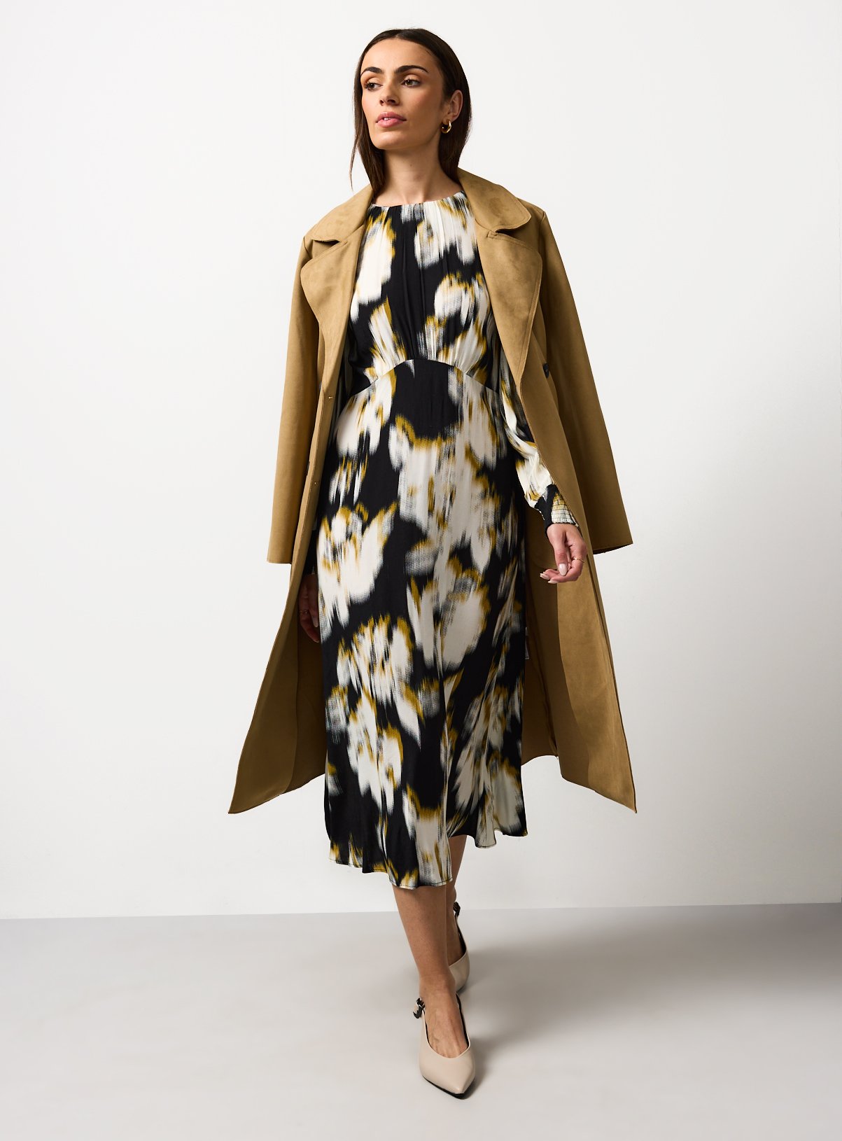 The Mono Blurred Print Waisted Midaxi Dress 8 - Image 2 thumbnail