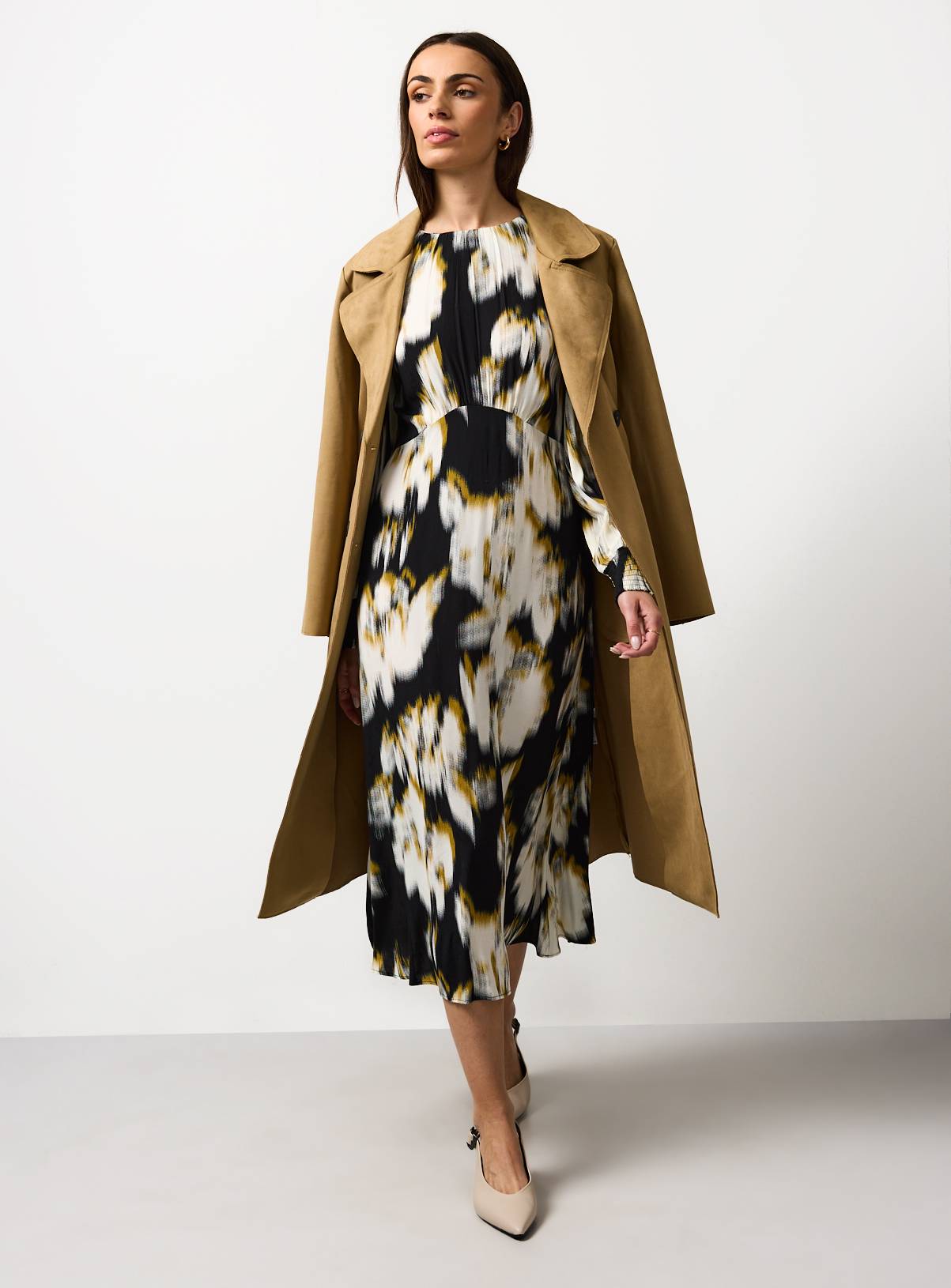 The Mono Blurred Print Waisted Midaxi Dress 8 - Image 2