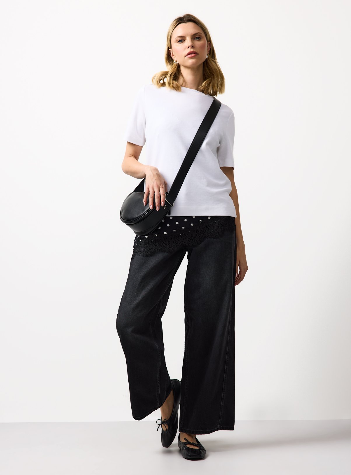 Washed Black Baggy Wide Leg Jeans 10L - Image 2 thumbnail
