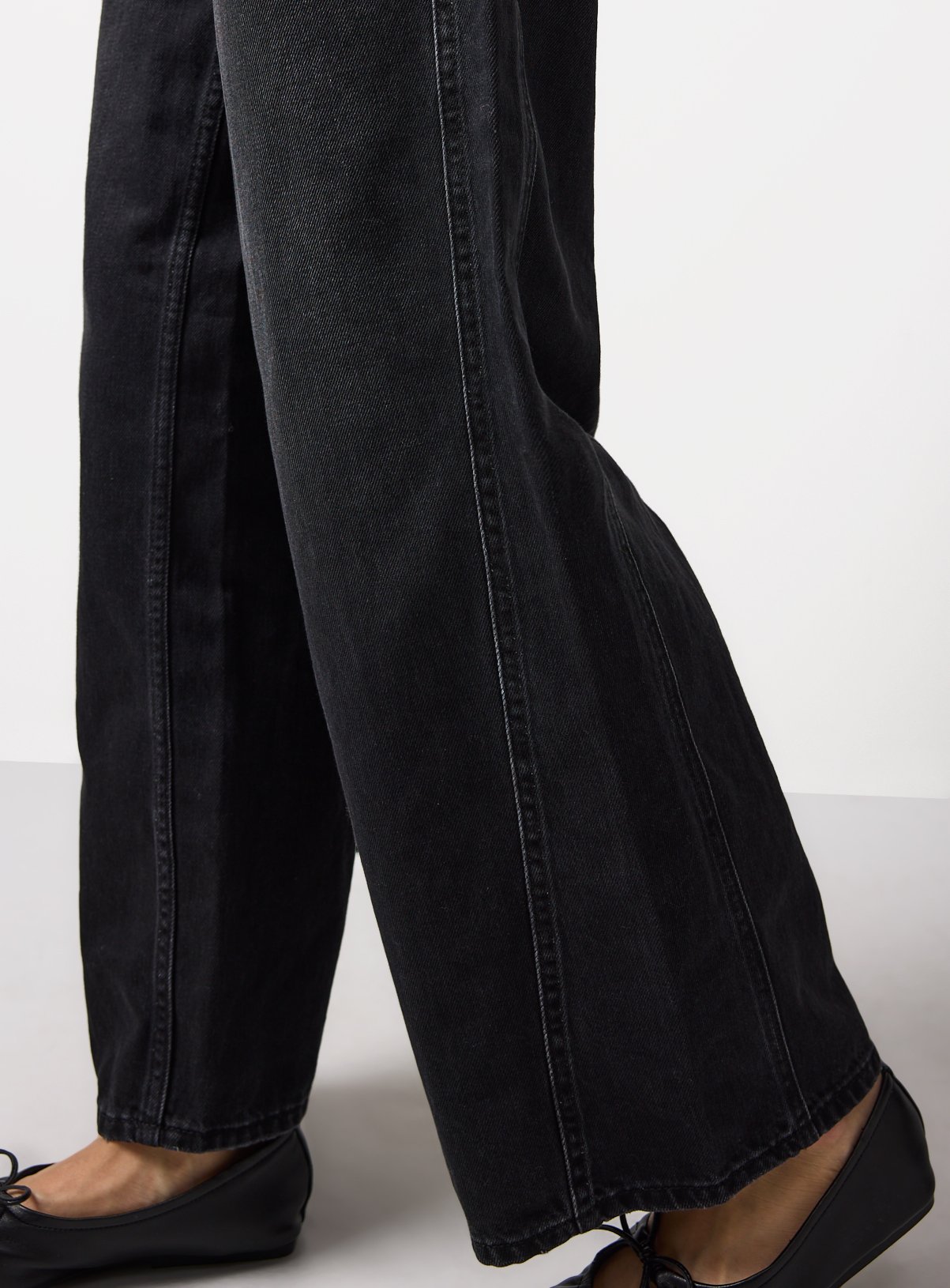 Washed Black Baggy Wide Leg Jeans 10L - Image 3 thumbnail