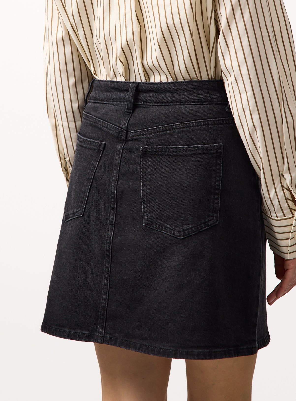Washed Black Denim Mini Skirt 10 - Image 4 thumbnail