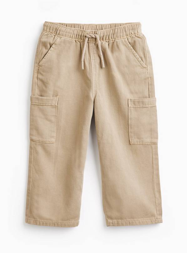 Neutral Cargo Style Wide Leg Jeans 6-7 years