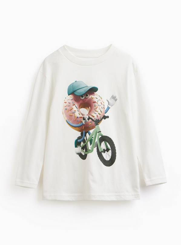 AI Donut Graphic Print Long Sleeve T-Shirt 2-3 years