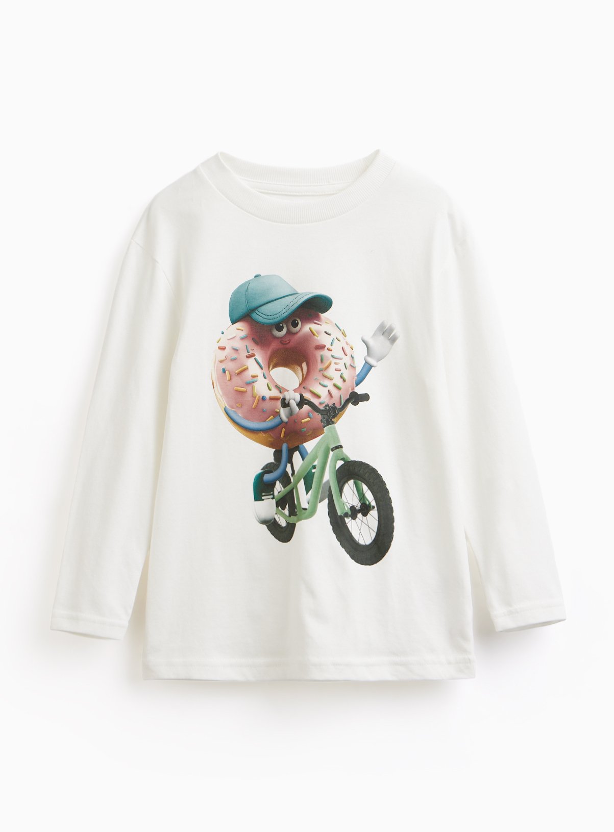 Cream Cream AI Donut Graphic Print Long Sleeve T-Shirt - Tu by Sainsbury's