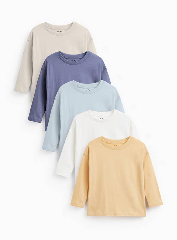 Stonewashed Long Sleeve Tees 5 Pack 3-4 years