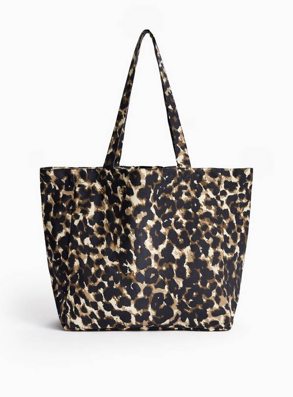 Leopard Print Canvas Tote Bag One Size