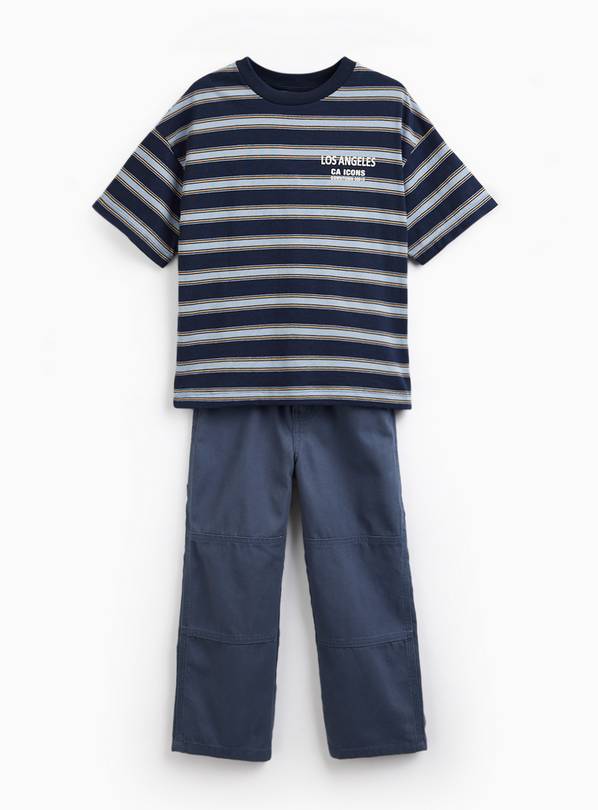Navy Striped T-Shirt & Trousers Set 5 years