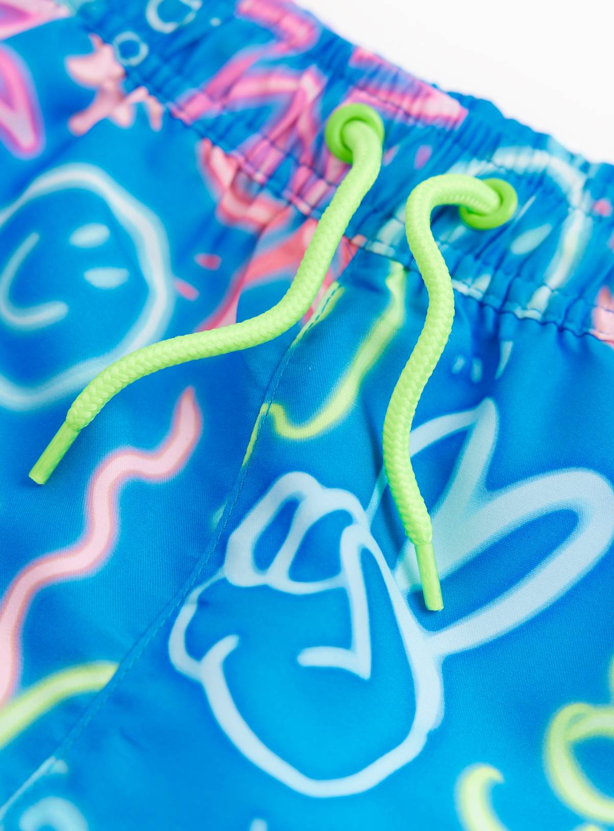 Blue Graffiti Print Woven Swim Shorts 7-8 years - Image 2