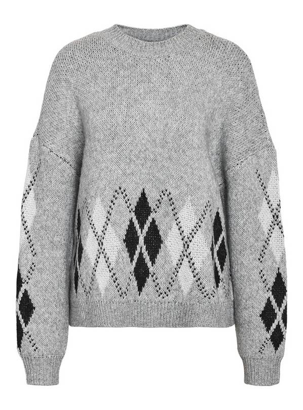 NOISY MAY Long Sleeved Grey Knitted Jumper S/UK8