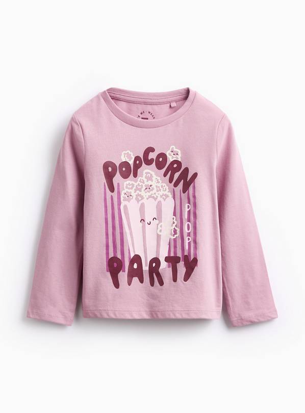 Lilac Popcorn Party Printed T-Shirt 1-2 years