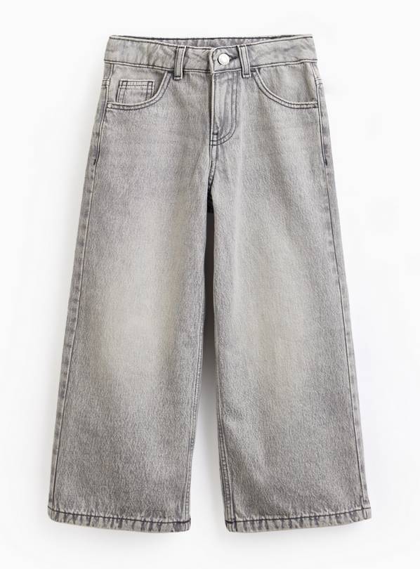 Grey Stonewashed Wide Leg Jeans 8 years