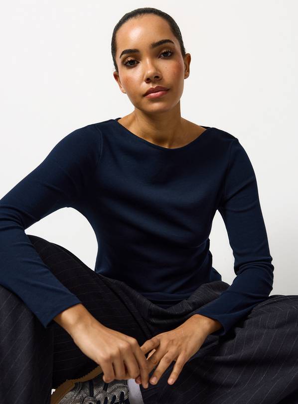 Navy Boat Neck Top 22