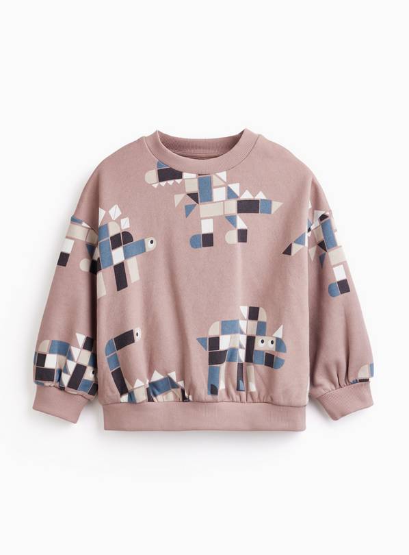 Pink Geometric Dino Print Sweatshirt 3-4 years