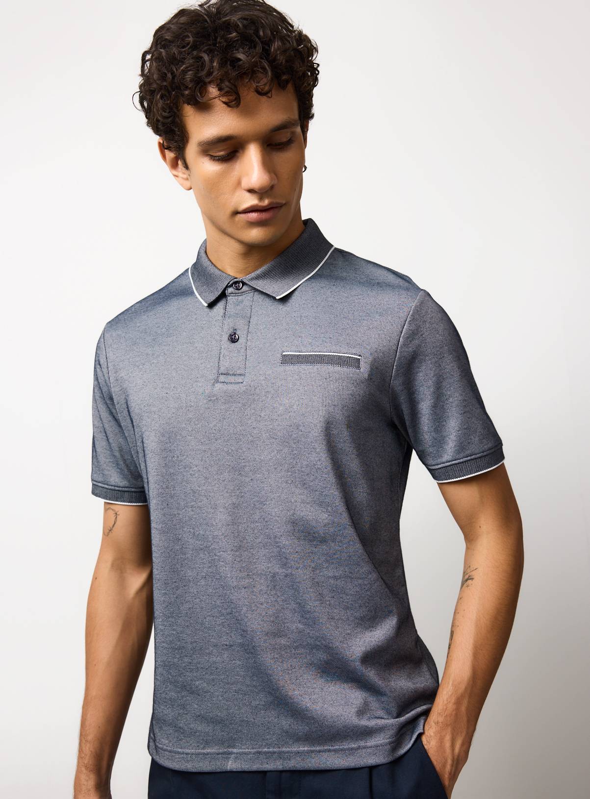 Navy Two Tone Polo Shirt XXXXL - Image 1