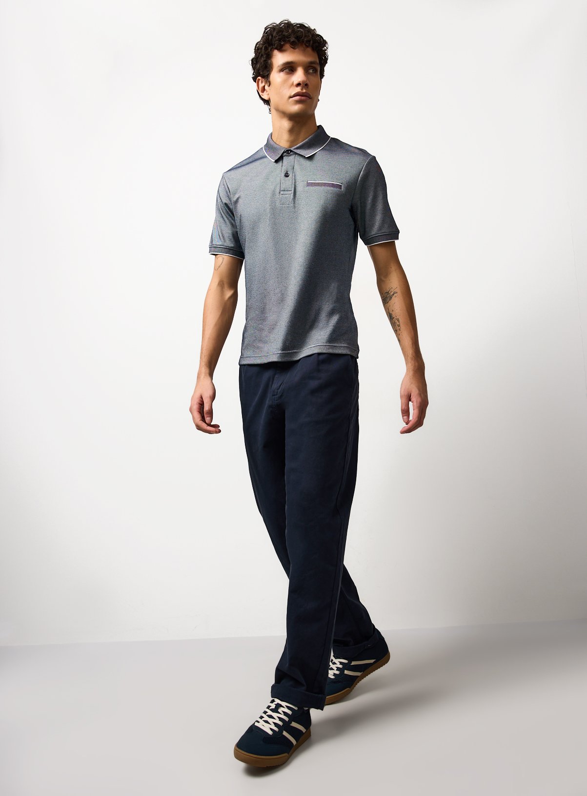 Navy Two Tone Polo Shirt XXXXL - Image 2 thumbnail