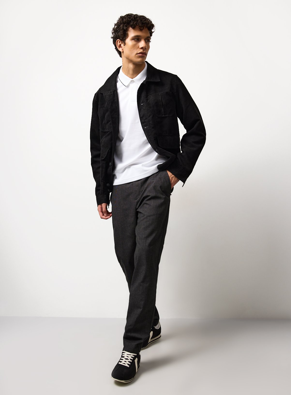 White Two Tone Polo Shirt S - Image 2 thumbnail