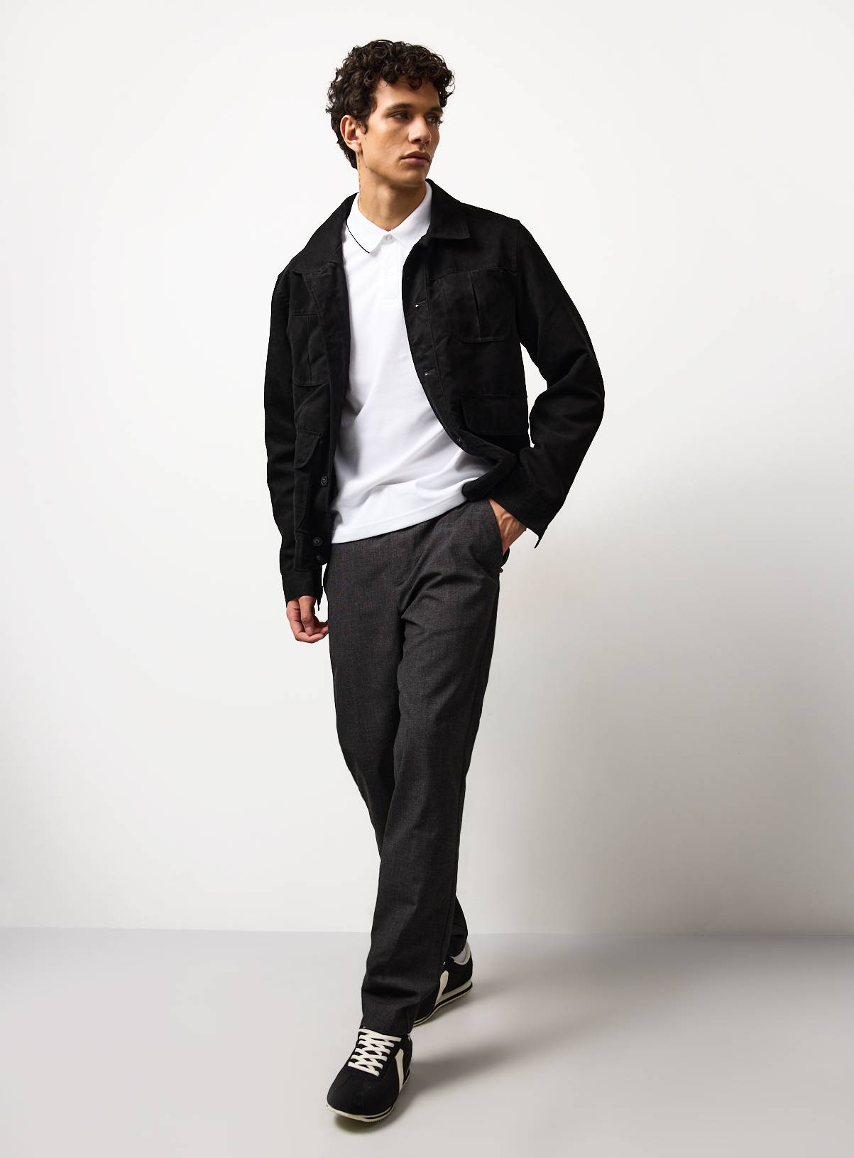 White Two Tone Polo Shirt S - Image 2