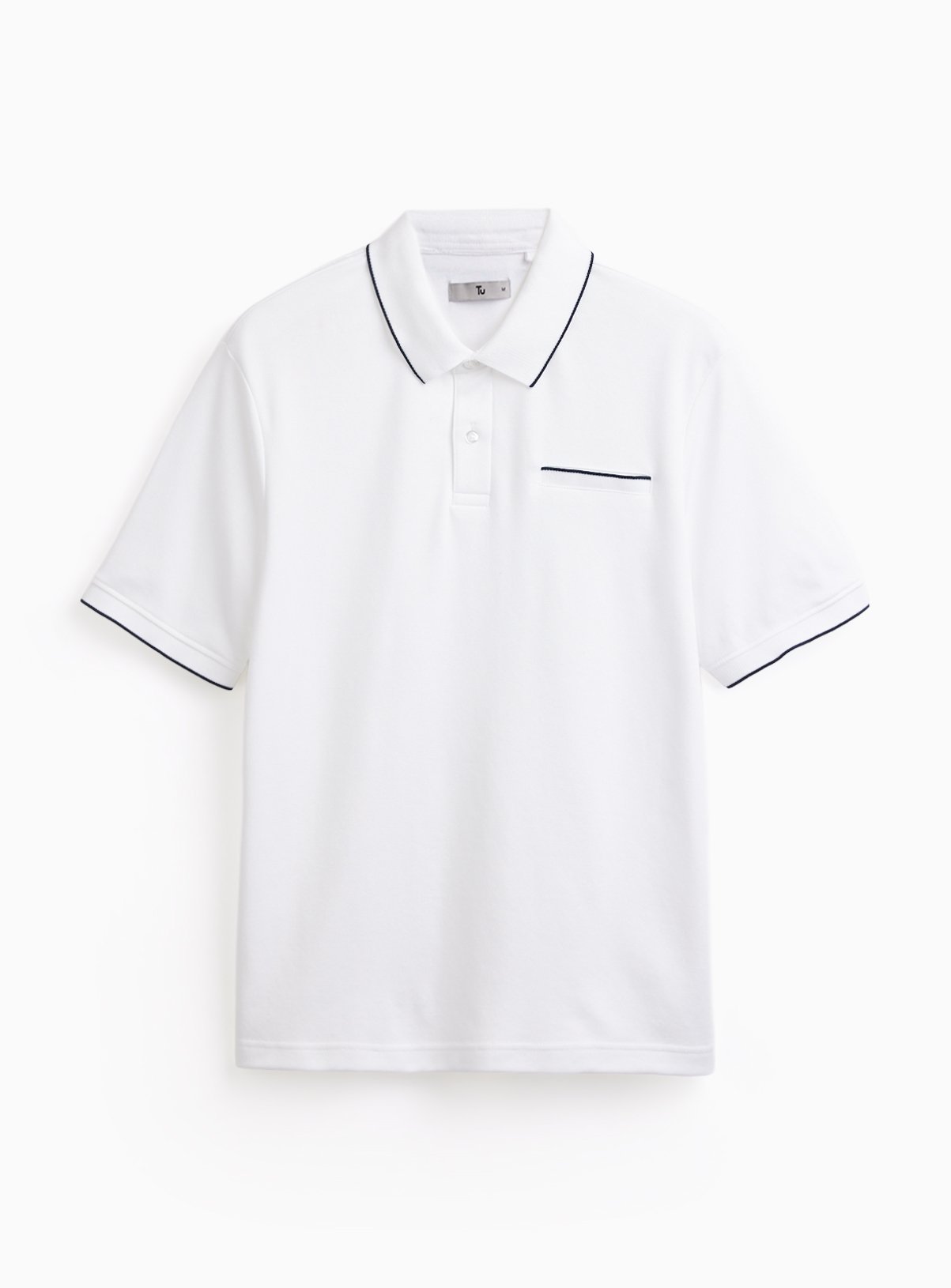 White Two Tone Polo Shirt S - Image 3 thumbnail