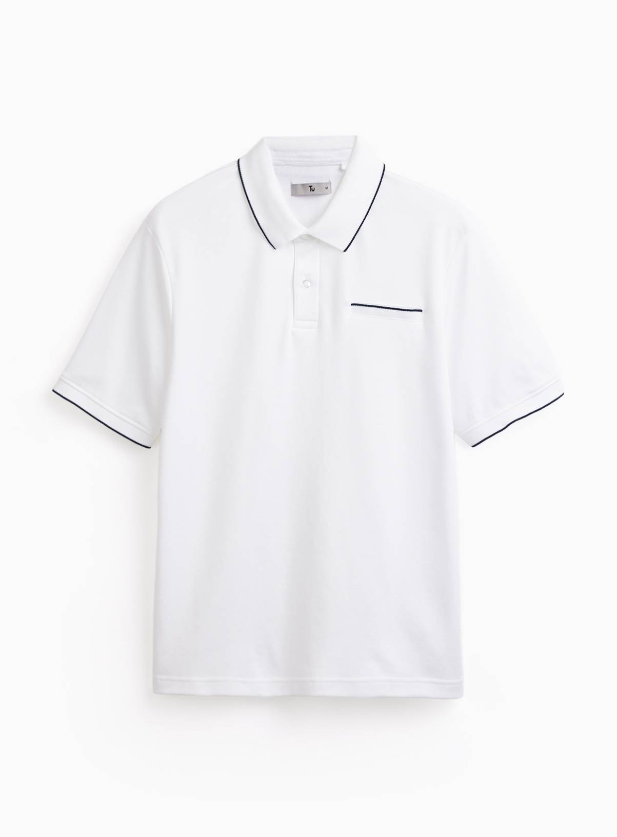 White Two Tone Polo Shirt S - Image 3