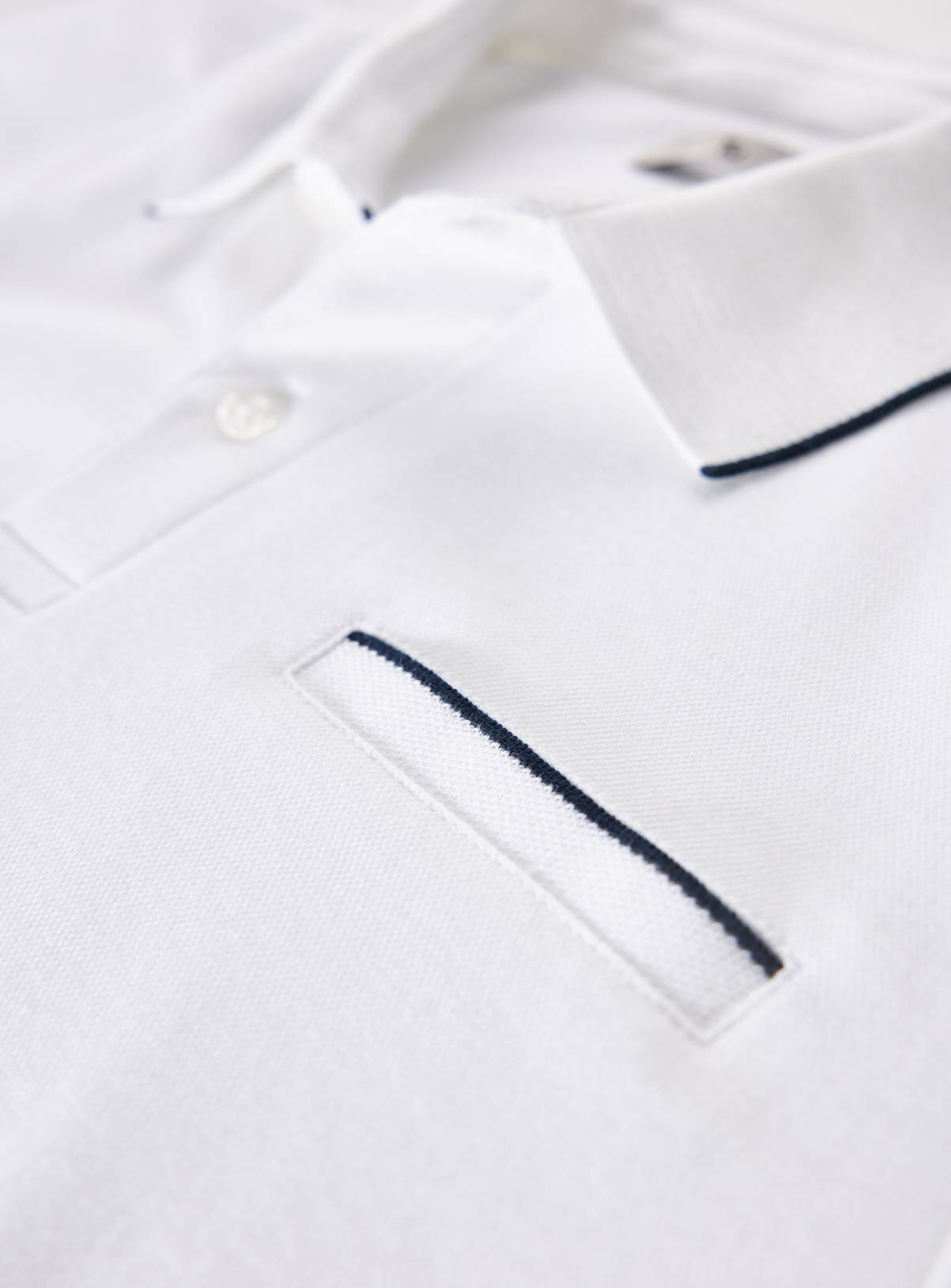 White Two Tone Polo Shirt S - Image 4