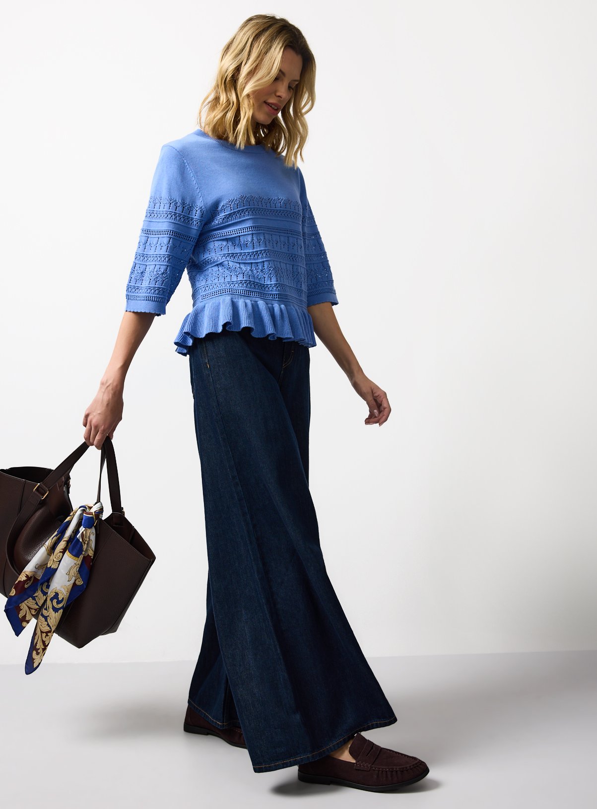 Blue Frill Hem Pointelle Tee 10 - Image 2 thumbnail
