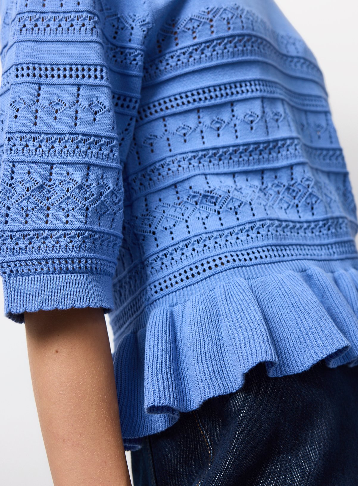 Blue Frill Hem Pointelle Tee 10 - Image 3 thumbnail