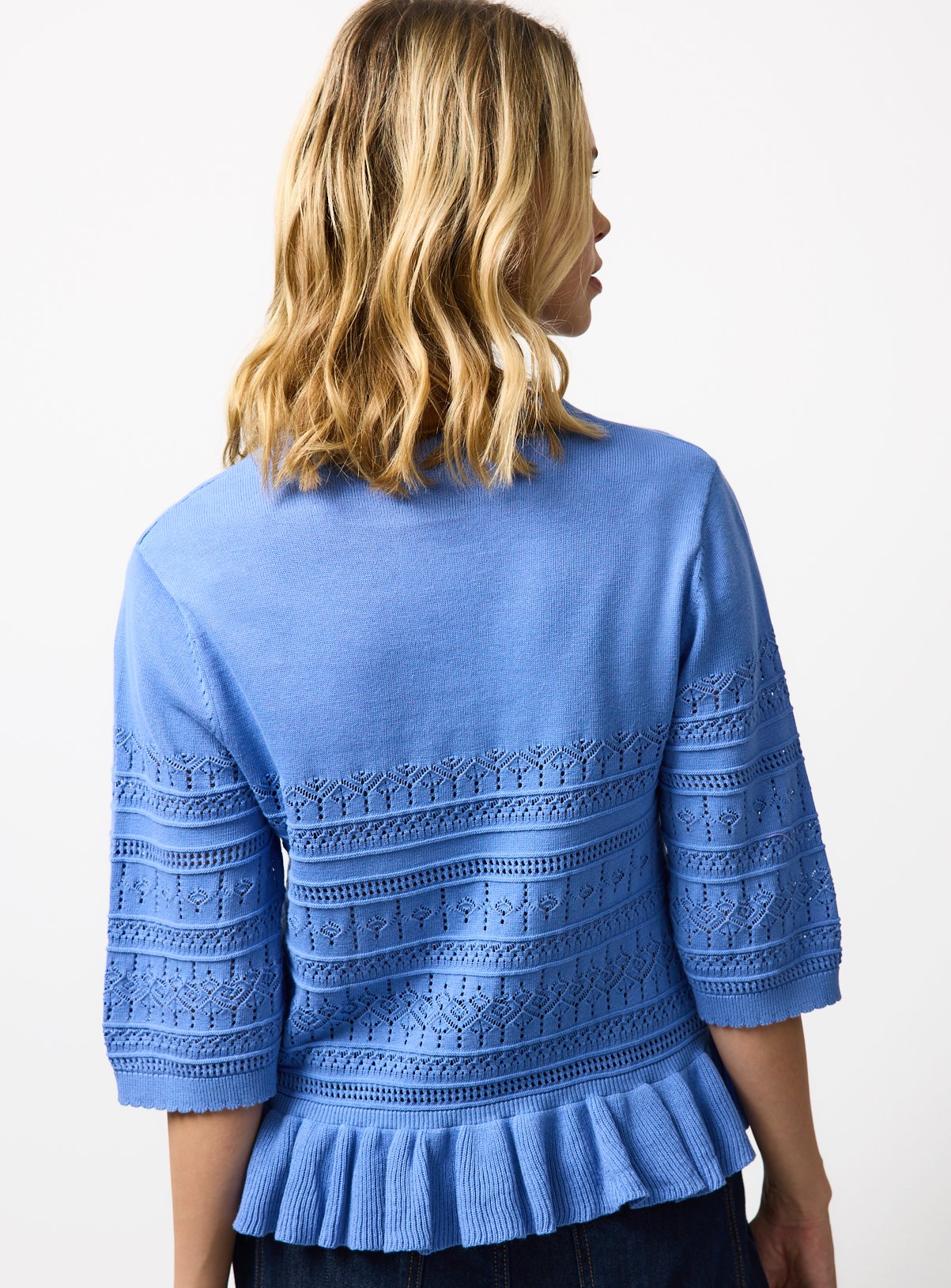 Blue Frill Hem Pointelle Tee 10 - Image 4 thumbnail