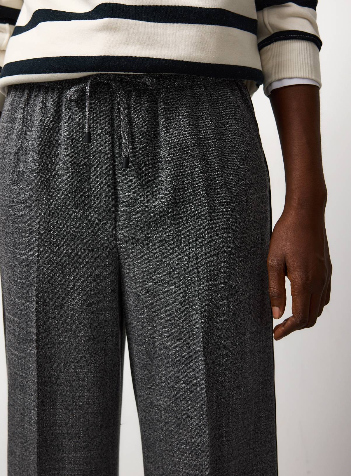 Salt & Pepper Wide Leg Pull On Trousers 8R - Image 2