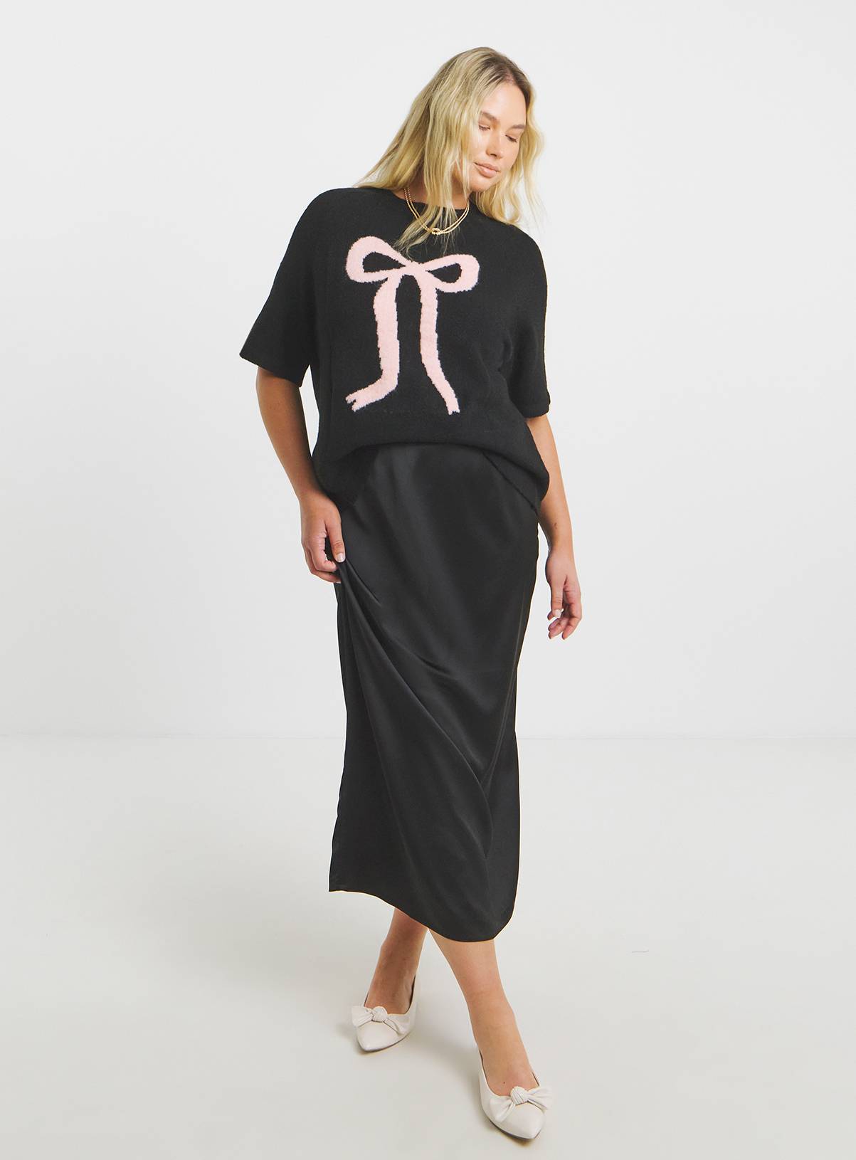 SIMPLY BE Bow Short Sleeve Jumper 32-34 - Image 3