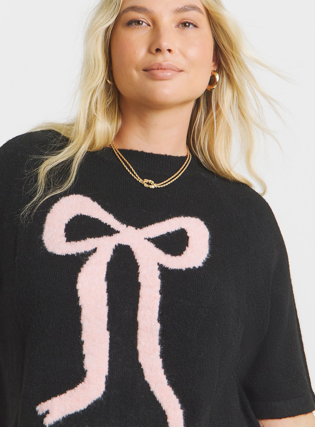 SIMPLY BE Bow Short Sleeve Jumper 32-34 - Image 4 thumbnail