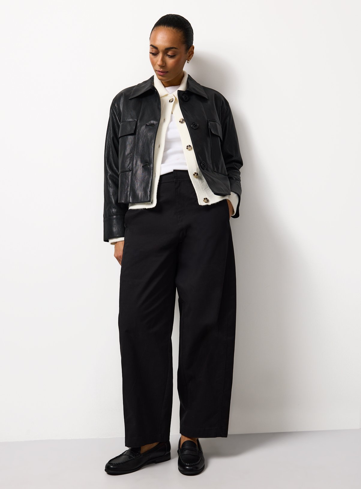 Black Twisted Seam Barrel Leg Trousers 8 - Image 2 thumbnail