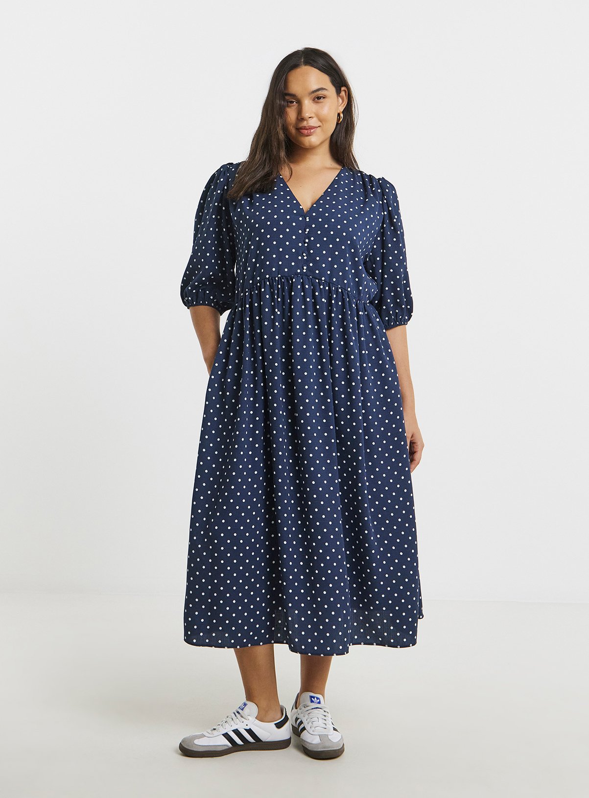 Navy SIMPLY BE Button Through Midi Dress